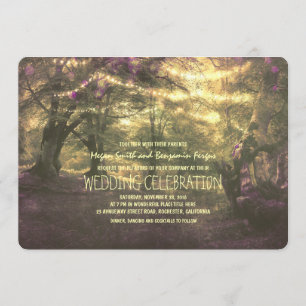 Rustikale Waldschnur beleuchtet die Wedding Bäume Einladung