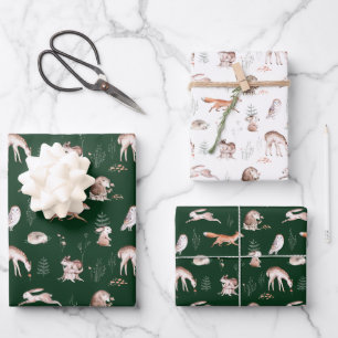 Rustikale Waldtiere Baby Wrapping Paper Geschenkpapier Set