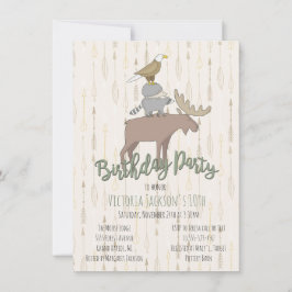 Rustikale Waldtiere Geburtstagsparty Einladung