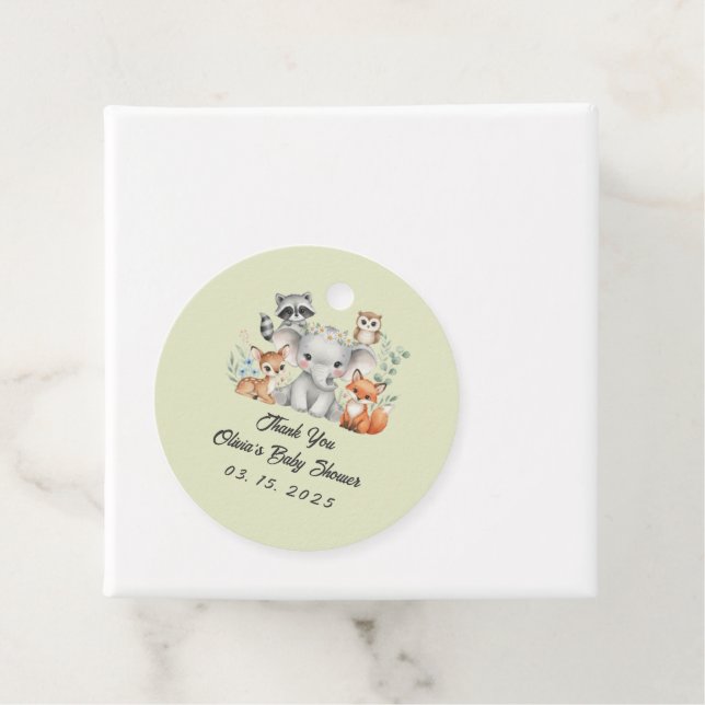 Rustikale Waldtiere Grüne Vielen Dank Geschenkanhänger (Beispiel)