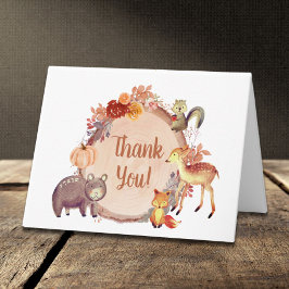 Rustikale Waldtiere Herbstdusche Dankeskarte
