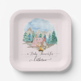 Rustikale Waldtiere Hirschbärenblütendusche Pappteller