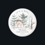 Rustikale Waldtiere Kinderdusche Magnet<br><div class="desc">Schönes rustikales Babydesign mit einer Waldszene mit einem Hirsch,  Igel,  Vogel & Eichhörnchen Set auf einem Waldhintergrund. Besuchen Sie unseren Shop und sehen Sie sich unsere gesamte Kollektion von Waldtierdesign an.</div>