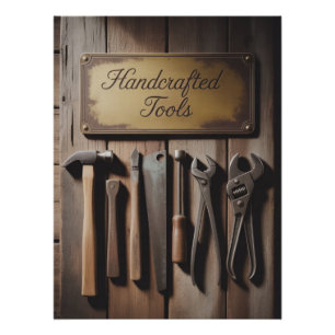 Rustikale Wand mit alten Handwerkzeugen Poster