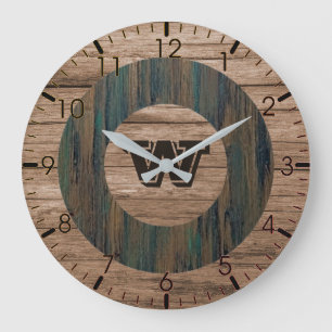 Rustikale Wanduhr mit Holzkornmuster 
