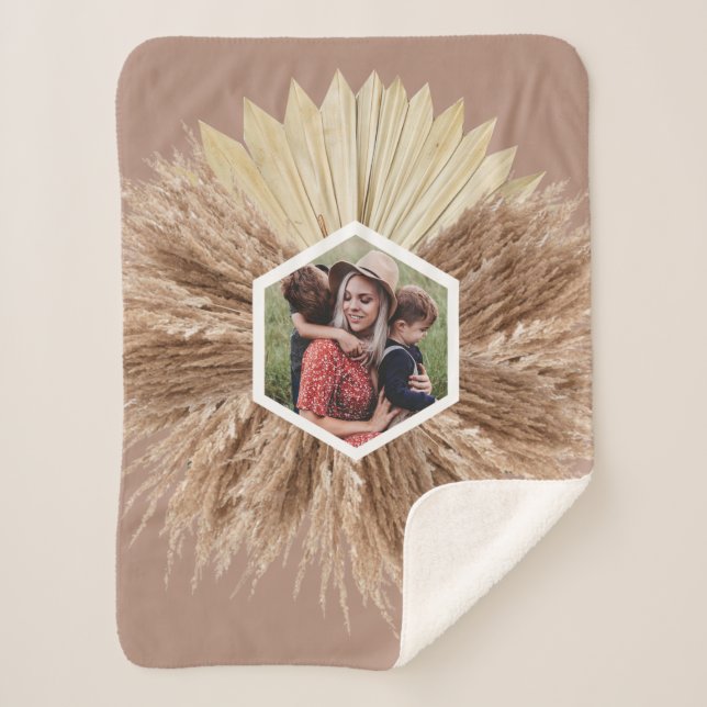 Rustikale, warme, neutrale Foto Sherpadecke (Vorderseite)