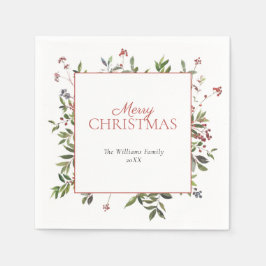 Rustikale warme Winter Berry Frohe Weihnachten Serviette