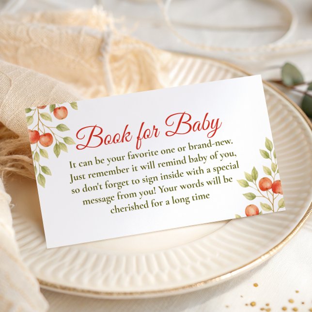 Rustikale Wäscheleine Apfel Buch Für Baby Shower Begleitkarte (Von Creator hochgeladen)