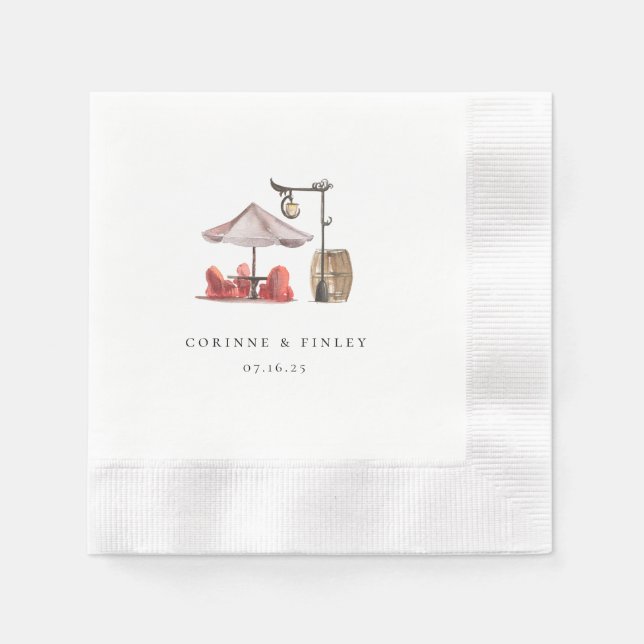 Rustikale Wasserfarbe Außenplatz Serviette (Vorderseite)