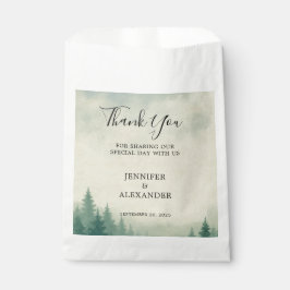 Rustikale Wasserfarbe Bäume Wald Hochzeit Danke Geschenktütchen
