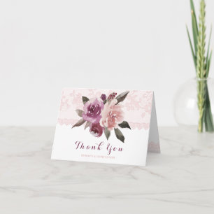 Rustikale Wasserfarbe Blumen-Spitze Hochzeit Danke