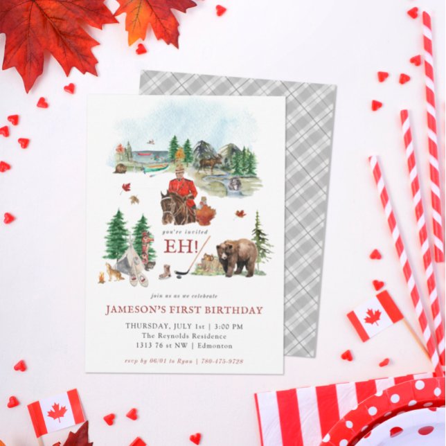 Rustikale Wasserfarbe | Canada Day Birthday Party Einladung (Von Creator hochgeladen)