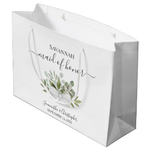 Rustikale Wasserfarbe-Eukalyptus-Brautjungfer-Hoch Große Geschenktüte