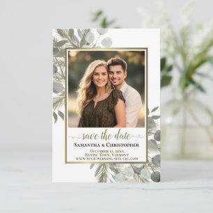 Rustikale Wasserfarbe Eukalyptus & Kiefer Hochzeit Save The Date