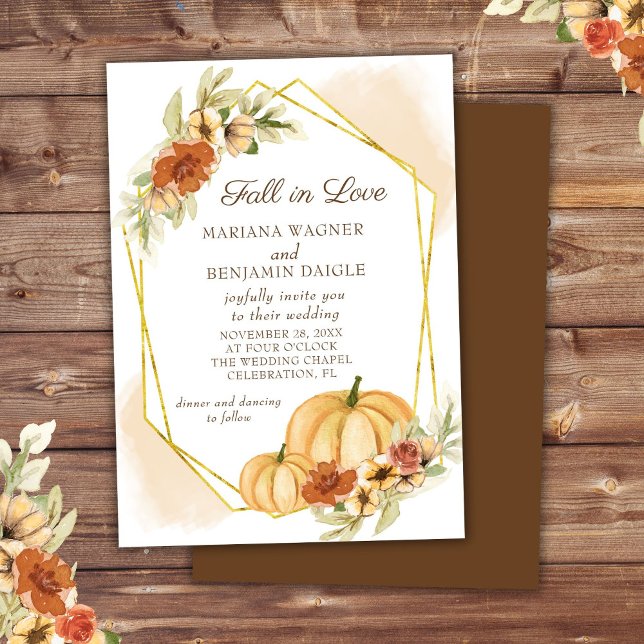Rustikale Wasserfarbe Fall in Liebe Pumpkin Weddin Einladung (Von Creator hochgeladen)