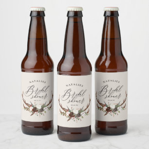 Rustikale Wasserfarbe Floral Botanische Brautparty Bierflaschenetikett