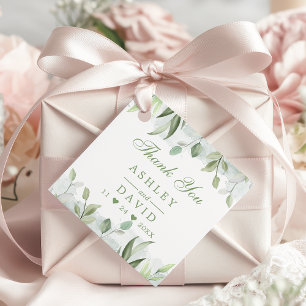 Rustikale Wasserfarbe Grün Florales Dankeschön-Tag Geschenkanhänger