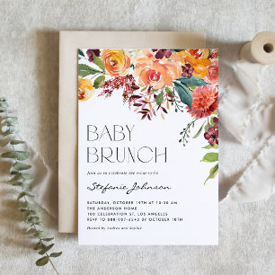 Rustikale Wasserfarbe Herbst-Blumenstrauß-Baby-Bru Einladung