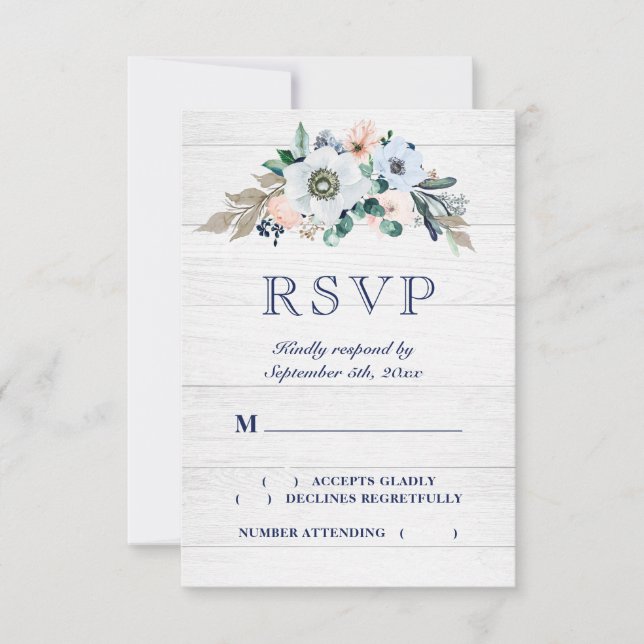 Rustikale Wasserfarbe Hydrangea Wood Wedding RSVP Karte (Vorderseite)