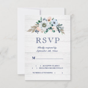 Rustikale Wasserfarbe Hydrangea Wood Wedding RSVP Karte