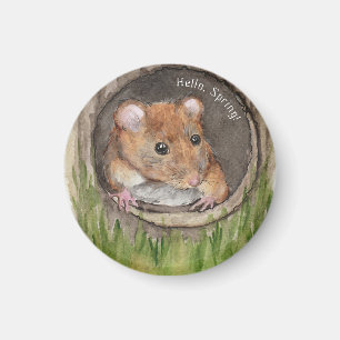 Rustikale Wasserfarbe-Maus Magnet