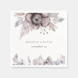 Rustikale Wasserfarbe Mauve Floral Botanische Hoch Serviette