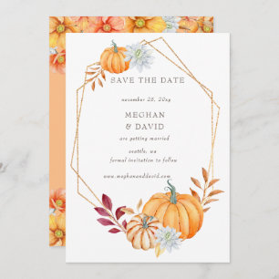 Rustikale Wasserfarbe Orange Pumpkins Hochzeit im  Ankündigung