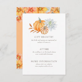 Rustikale Wasserfarbe Orange Pumpkins Hochzeit im Begleitkarte
