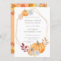 Rustikale Wasserfarbe Orange Pumpkins Hochzeit im 