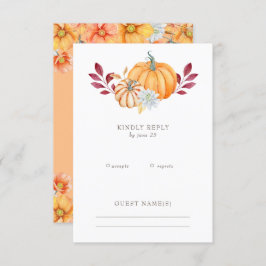 Rustikale Wasserfarbe Orange Pumpkins Hochzeit im RSVP Karte