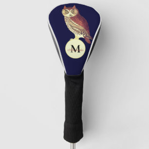 Rustikale Wasserfarbe Owl Monogramm Name Navy Blue Golf Headcover