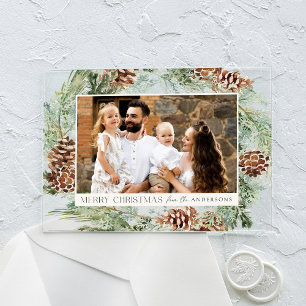 Rustikale Wasserfarbe Pinecone Weinkultur und Erde Acryleinladungen