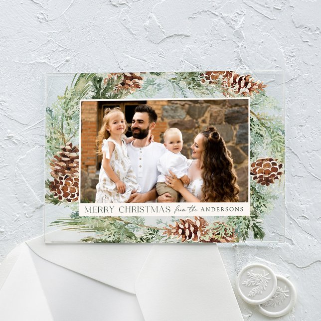 Rustikale Wasserfarbe Pinecone Weinkultur und Erde Acryleinladungen (Von Creator hochgeladen)