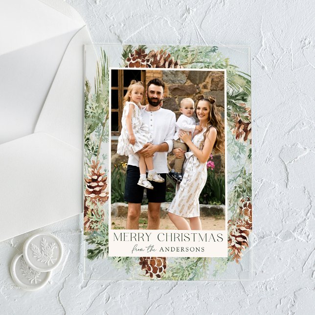 Rustikale Wasserfarbe Pinecone Weinkultur und Erde Acryleinladungen (Von Creator hochgeladen)