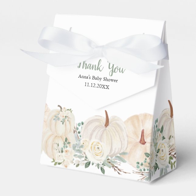 Rustikale Wasserfarbe Pumpkin Greenery Baby Dusche Geschenkschachtel (Vorderseite)