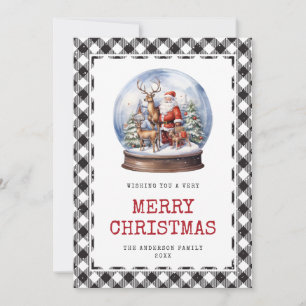 Rustikale Wasserfarbe Santa Snowy Frohe Weihnachts Feiertagskarte