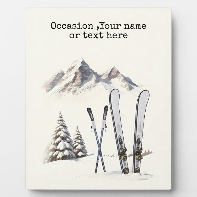 Rustikale Wasserfarbe Schneeberg Winter Fotoplatte (Vorderseite)