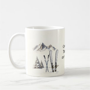 Rustikale Wasserfarbe Schneeberg Winter Kaffeetasse