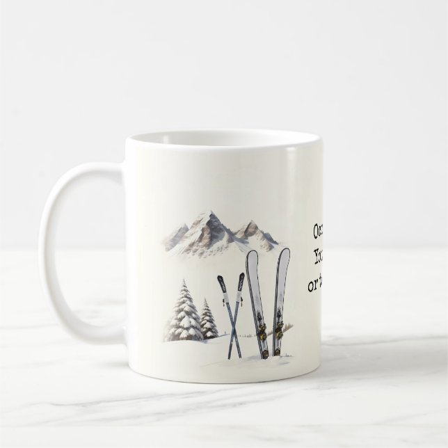 Rustikale Wasserfarbe Schneeberg Winter Kaffeetasse (Links)