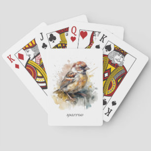 Rustikale Wasserfarbe-Spatz, individuell Spielkarten
