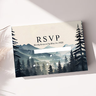 Rustikale Wasserfarbe Tannen-Berg-Hochzeit-RSVP RSVP Karte