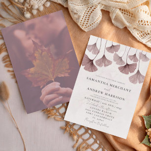 Rustikale Wasserfarbe Terracotta Ginkgo Hochzeit Einladung