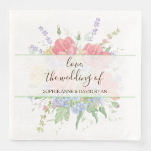 Rustikale Wasserfarbe Wilde Blume Hochzeit Serviette