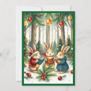 Rustikale Wasserfarbe Winterkiefern Weihnachtssäng Feiertagskarte