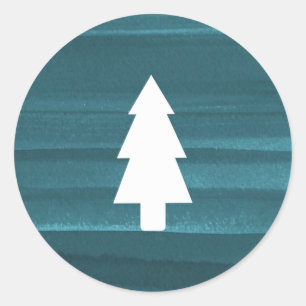 Rustikale Wasserfarben-Aufkleber - Baum Runder Aufkleber