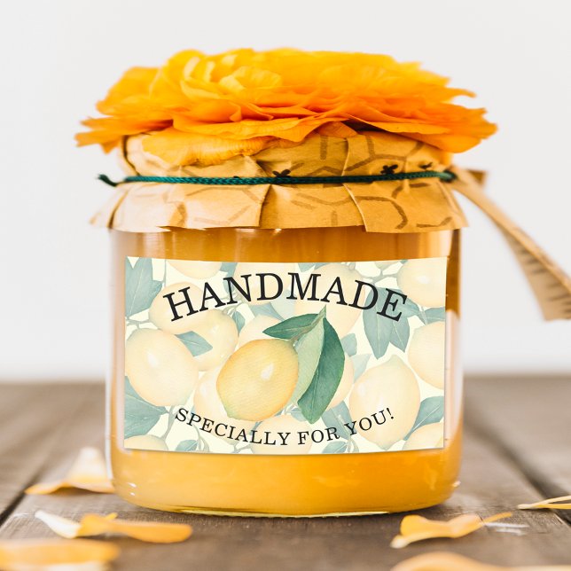 Rustikale Wasserfarben Blätter Grüne HANDMADE Rechteckiger Aufkleber (Lemons and leaves personalized HANDMADE specially for You stickers)