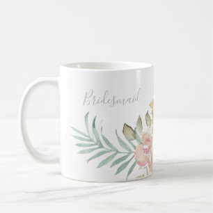 Rustikale Wasserfarben Florals auf der Bühne Grüne Kaffeetasse
