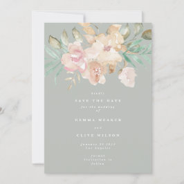 Rustikale Wasserfarben Florals auf Sage Green Foto Save The Date