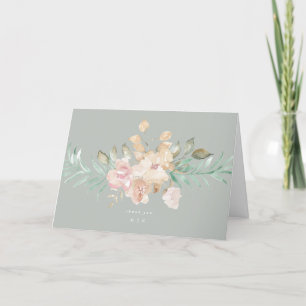 Rustikale Wasserfarben Florals auf Sage Green Wedd Dankeskarte