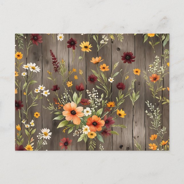 Rustikale Wasserfarben Florals mit Wildblumen Postkarte (Vorderseite)
